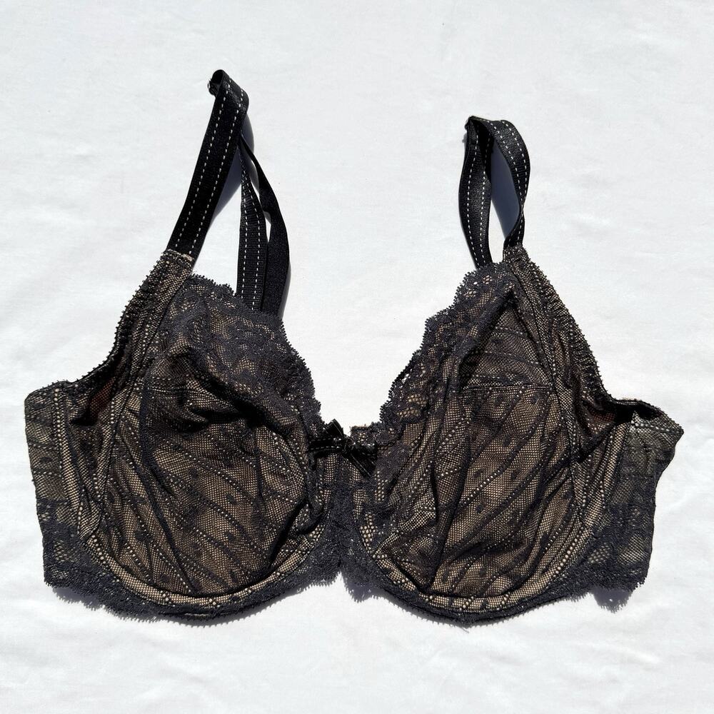 Chantelle Rive Gauche Underwire Bra 36DDD Black Lace C32810